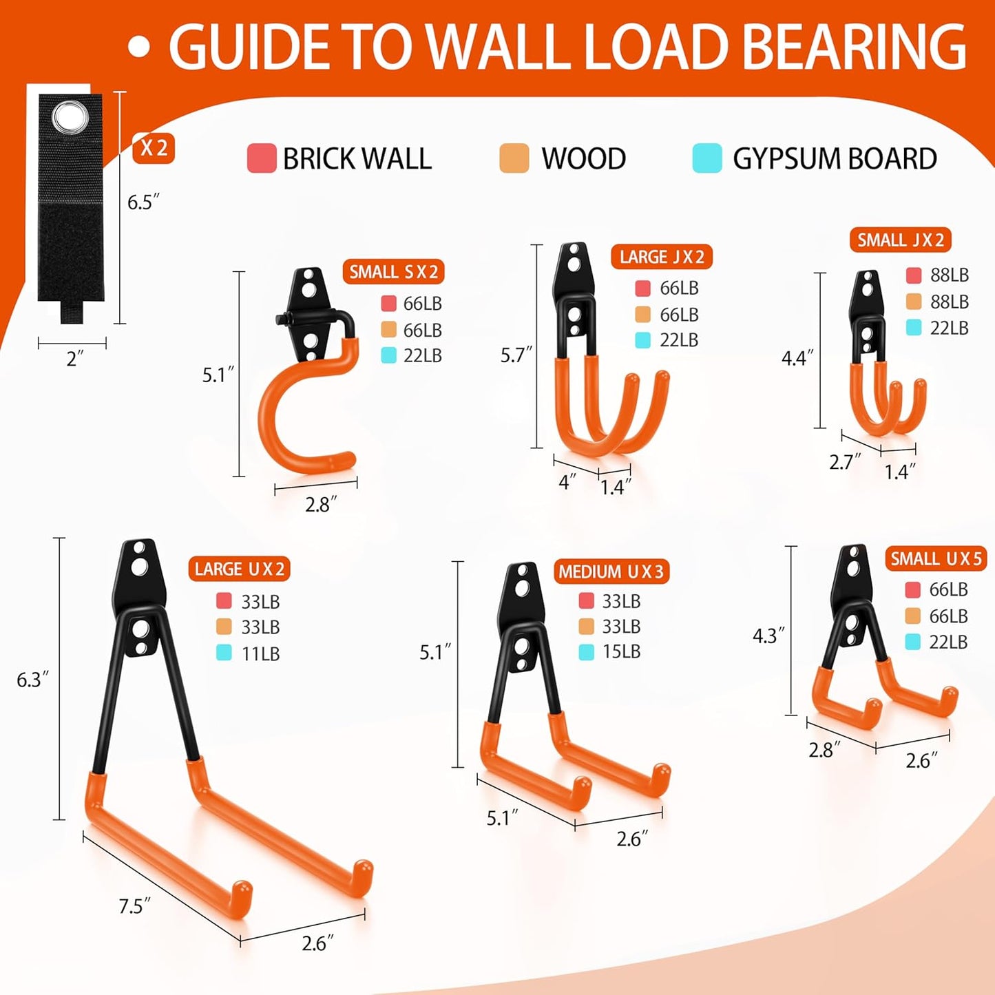 18 Pack Garage Hooks Heavy Duty - Anti-Slip Coating， Garage Storage Hooks for Hanging Bike，Ladder，Garden Tools，Hose
