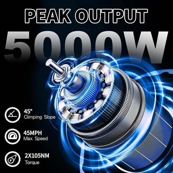 PHILODO 5000W Dual Motor Ebikes for Adults, 60V 26AH Battery Electric Bike, 26x4 Fat Tires for All Terrain Dirt Bike with 21-Speed Gear Electric Mountain Bike Electric Bicycle