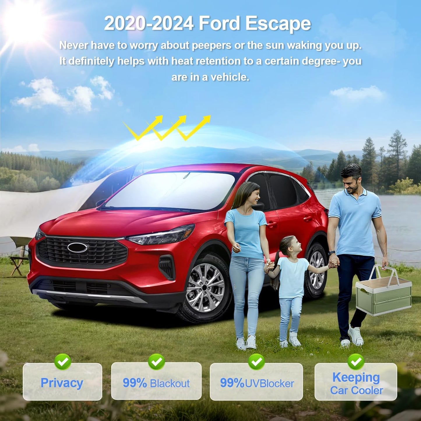 8pcs Car Window Shades for 2013-2019 Ford Escape Accessories,Windshield Side Rear Full Sunshade,Sun Visor UV Blocking, Privacy Protection and Blackout for Camping Outdoor