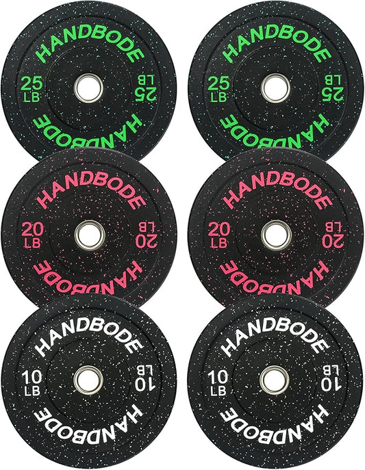 Colored Bumper Weight Plates Olympic Weight Plate Set 2-Inch, 10/15/20/25/35/45/55 lb Barbell Weight Plates Set for Home Gym, Rubber Strength Training Weights Plates for Weight Lifting