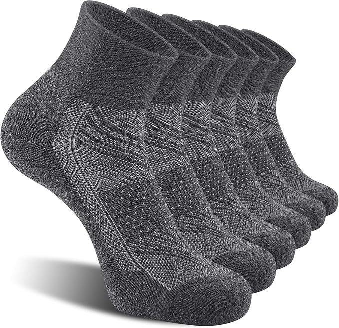CelerSport 6 Pack Men's Ankle Socks with Cushion, Sport Athletic Running Socks