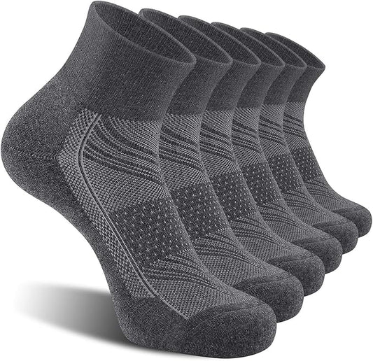 CelerSport 6 Pack Men's Ankle Socks with Cushion, Sport Athletic Running Socks