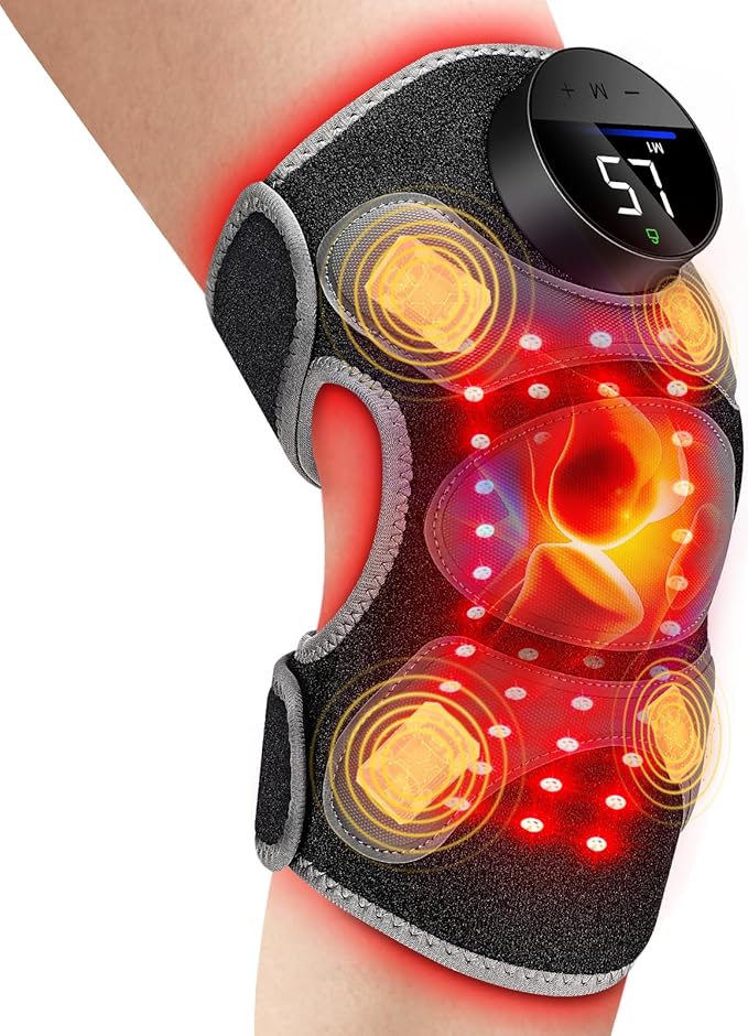 Upgraded 2.0 Red Light Therapy Knee Brace - Knee Massager with 4 Vibration Areas,Wireless Controller,FSA HSA Eligible Near Infrared Red Light Therapy Heated Device for Knee Elbow Shoulder Pain