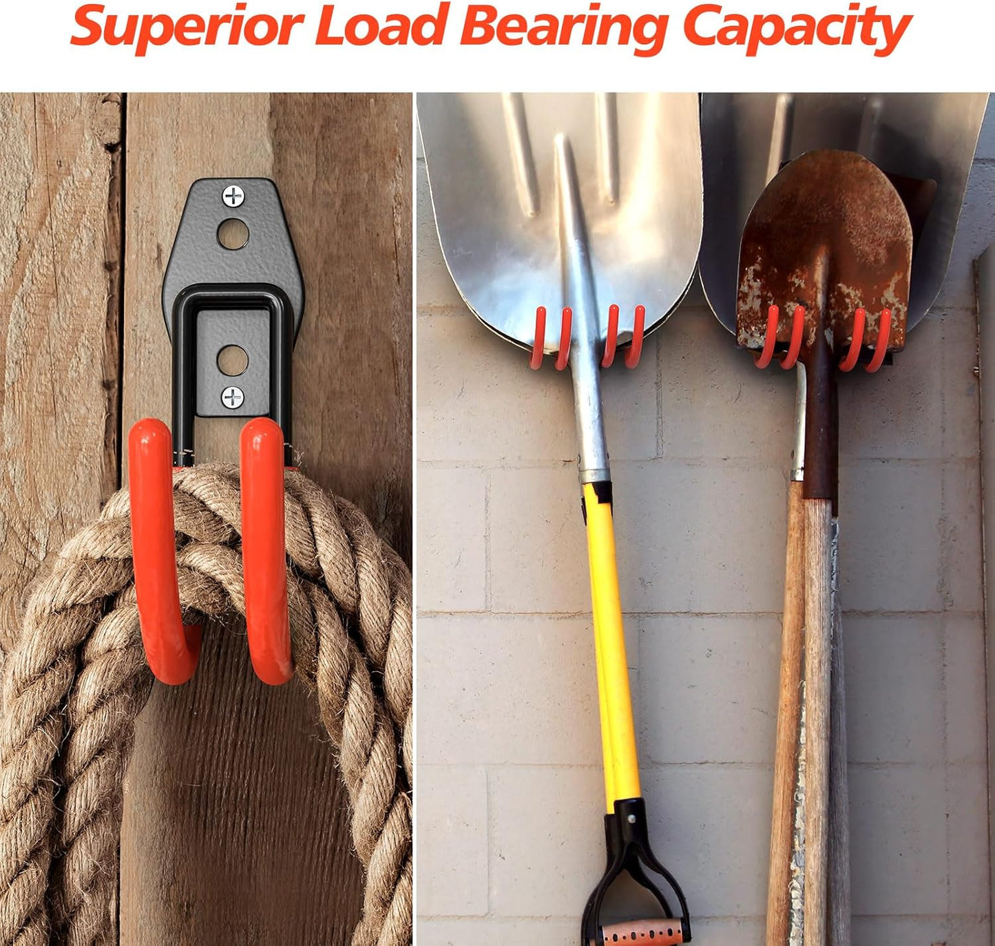 8 Pack 5.5x4.1 inch J Heavy Duty Garage Hooks,Solid Steel Wall Mount Hangers,with Anti-Slip Coating,for Hanging and Organising Ladder,Bike,Ropes,Broom,Garden,Yard and Power Tools