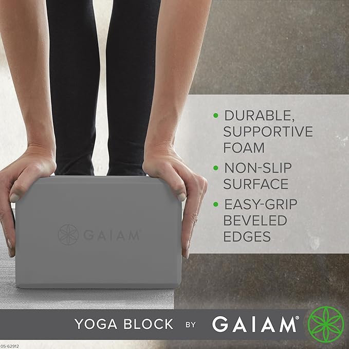 Gaiam Yoga Block - Supportive Latex-Free Eva Foam - Soft Non-Slip Surface with Beveled Edges for Yoga, Pilates, Meditation - Yoga Accessories for Stability, Balance, Deepen Stretches