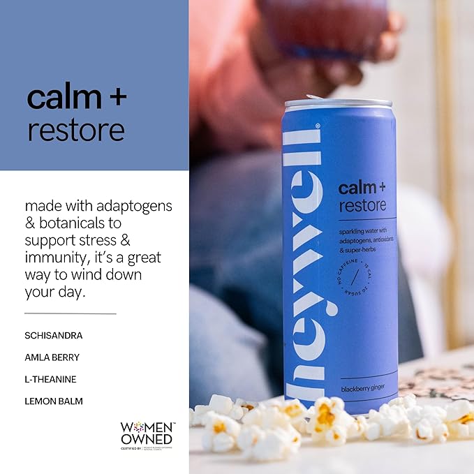 Heywell Sparkling Adaptogenic, Calm Variety Pack, 12 Fluid Ounce (Pack of 12) - Organic, Non GMO, Vegan, Gluten Free, Dairy Free