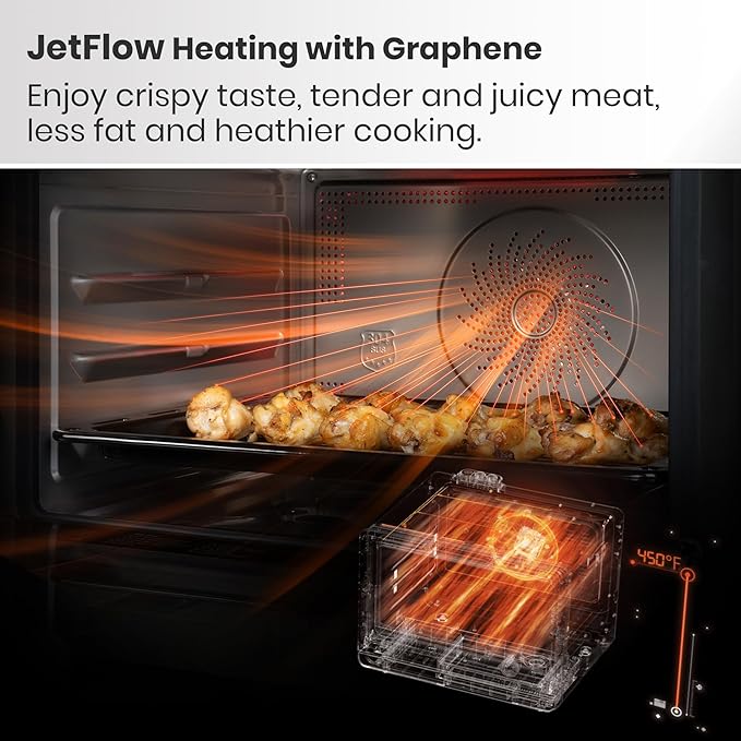 7-in-1 Steam Convection Oven Countertop with Air Fry, Bake, Sous Vide, Ferment, Built-in Recipes | Anti-Scalding, Self Clean, Food-grade Stainless Steel Cavity & Accessories | 1500W (Black)