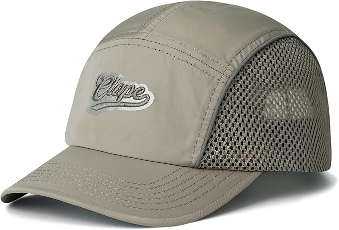 CLAPE Quick Dry 5 Panel Hat for Men, Breathable Mesh Short Brim Baseball Cap, Reflective Ajustable Outdoor Sport Running Hat