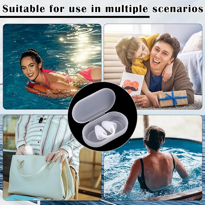 2 Pack Nose Plugs for Swimming for Adults and Kids (Age 7-12), Waterproof Soft Silicone Swimming Protectors Nose Block Nostril Plugs for Swimmers Surfers Water Sports