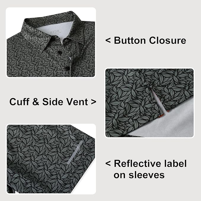 Golf Shirts for Men - Moisture Wicking Short Sleeve Performance Sport Casual Striped Collared Mens Polo Shirt