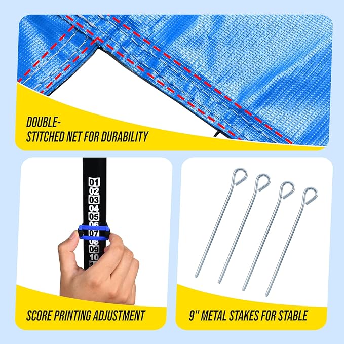 Outdoor Portable Volleyball Net Set System for Backyard - Quick & Easy Setup Adjustable Height Poles, PU Volleyball, Pump and Carrying Bag