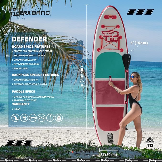 Inflatable Paddle Board with Premium SUP Board Accessories, Allround Paddle Boards for Adults/Kids,Stand Up Paddle Board Defender Collection