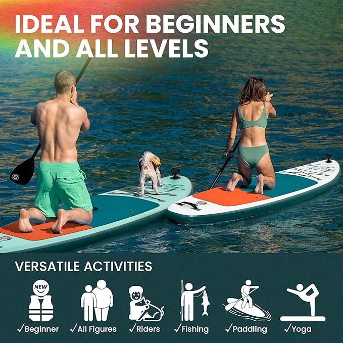 Inflatable Stand Up Paddle Board with Sup Board Accessories, Durable, Lightweight,Wide Stable Design,Wide Non-Slip Deck, Non-Slip Comfort Deck Pink Paddle Board for Women & Girls