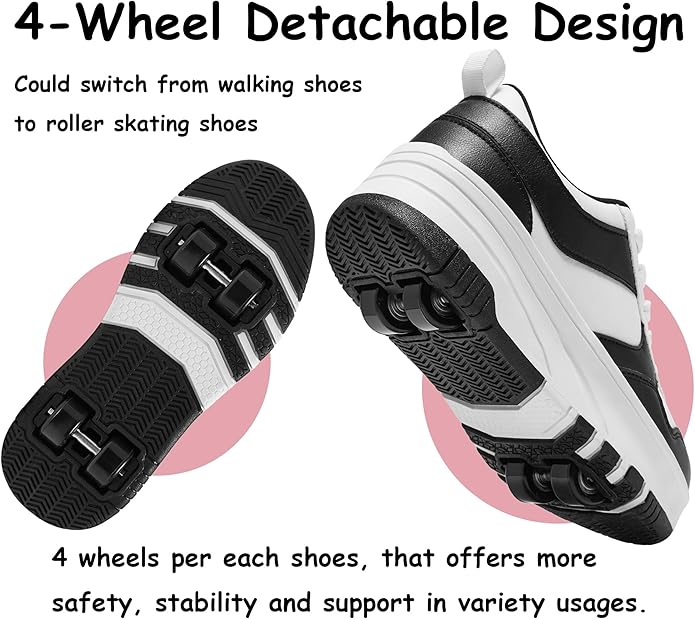 Roller Skate Shoes for Kids Girls Boys Detachable Wheeled Fashion Sneakers