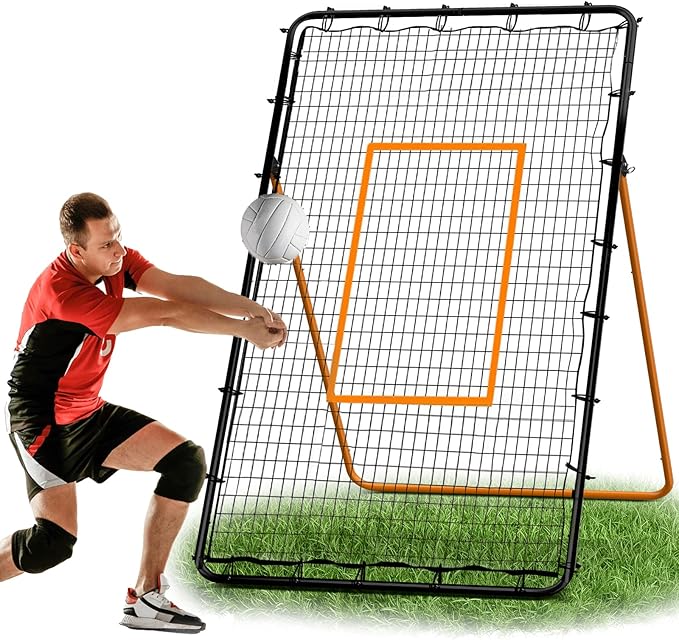 Volleyball Rebounder Net，Portable 7x4 ft Training Equipment for Spike and Smash Practice - 5 Rebound Angles Custom Target Area for Volleyball Sports Training