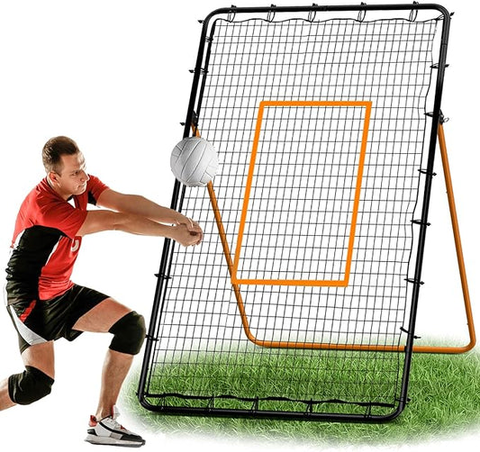 Volleyball Rebounder Net，Portable 7x4 ft Training Equipment for Spike and Smash Practice - 5 Rebound Angles Custom Target Area for Volleyball Sports Training