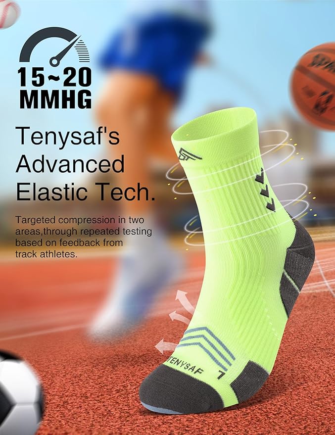 Compression Sport Running Socks: Athletic Crew Socks for Men Women Cycling Hiking Basketball Work,3 Pairs