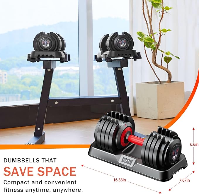 Adjustable Dumbbell Set 25/55/90LBS,10 in 1 Free Weights Dumbbell with Anti-Slip Texture Handle,1 Sec Speed Adjustment Men/Women Gym and Home Strength Training Equipment.