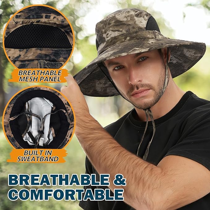 EINSKEY Wide Brim Sun Hat, UPF 50+ UV Protection Waterproof Packable Bucket Hat for Men & Women, Fishing Hiking Beach Garden