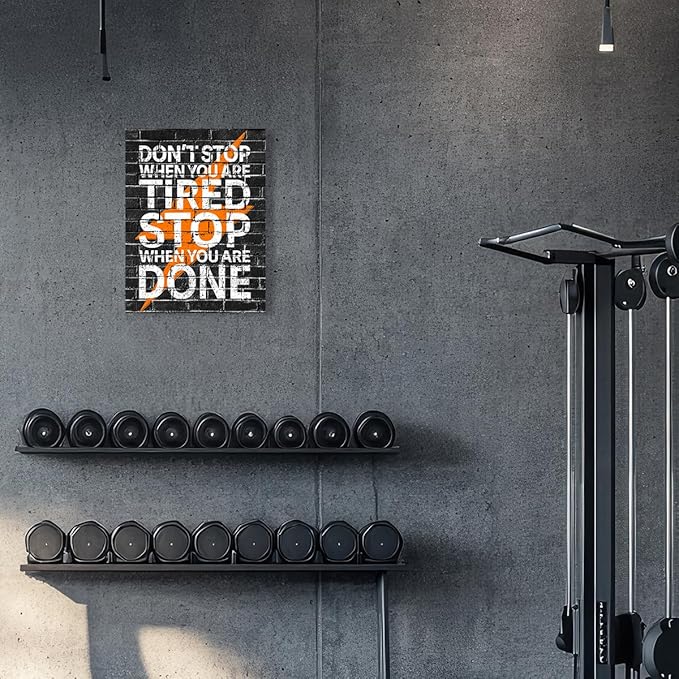 Gym Quotes Wall Art,Inspirational Workout Wall Decor,Don't Stop When You're Tired Stop When You're Done Canvas Wall Art for Home Gym Exercise Fitness Room