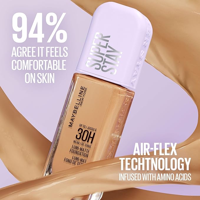 Maybelline Super Stay Lumi-Matte Foundation, Lightweight and Buildable Full Coverage Foundation Makeup For Up To 30HR Wear, 129, 1 Count