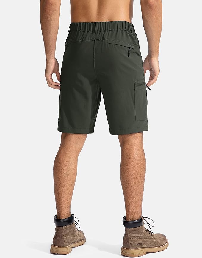 Pudolla Men's Hiking Cargo Shorts 9" Lightweight Outdoor Work Shorts for Men Travel Golf Camping Casual with 5 Zipper Pockets