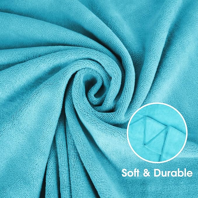 JML Microfiber Towels, Large Bath Towel Set 6 Pack, 27" x 55" - Extra Absorbent, Fast Drying, Multipurpose for Swimming, Fitness, Sport, Yoga, Purple/Grey/Light Blue