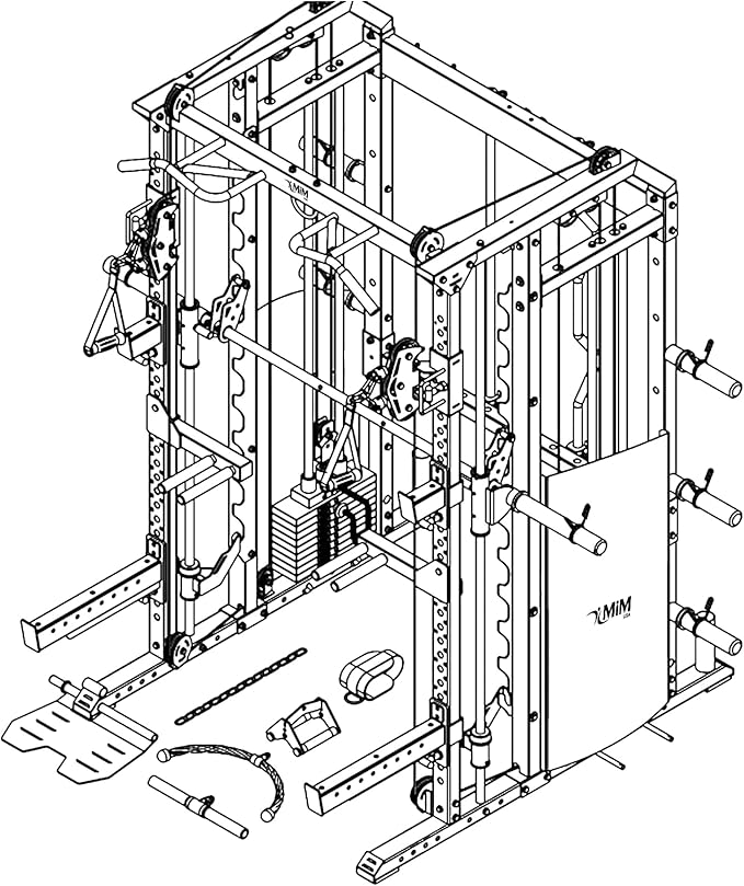 MiM USA Hercules EX, Commercial All in One Gym Machine w/400 lb Weight Stack, Adj Bench, Jammer Arms, Leg Press, Leg Extension, Arm Curl, LAT Seat & Complete Attachment