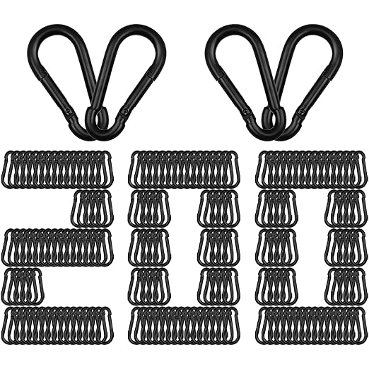 200 PCS M5 Carabiners, 3/16Inch Galvanized Steel Black Quick Link Small Carabiner Clips, 2'' Spring Carabiner Link Buckle for Fishing Camping Hammock Dog Leashes-220LBS Holding Capacity