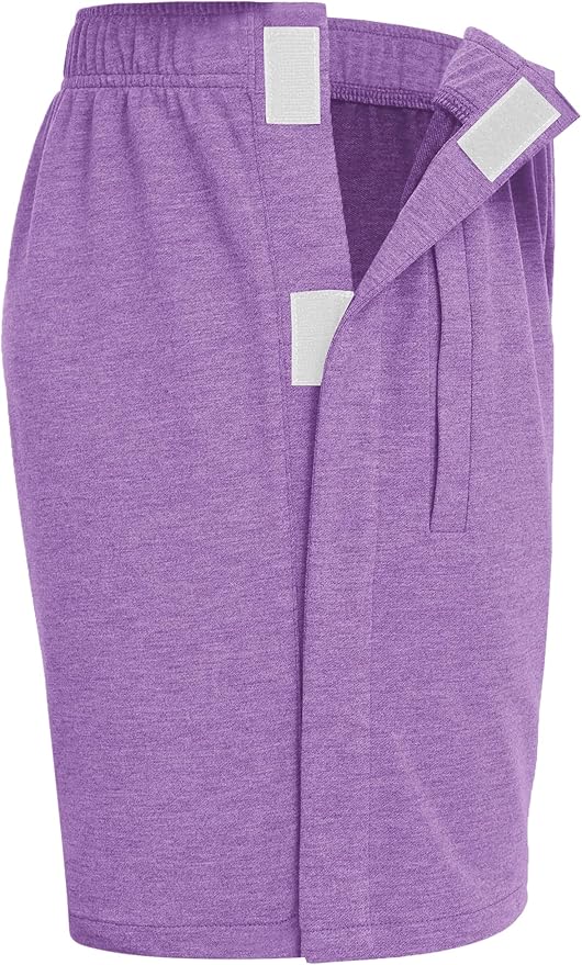 Deyeek Unisex Tear Away Shorts Snap On Athletic Cotton Shorts Post Knee Surgery Recovery Hip Replacement Pants with Pockets