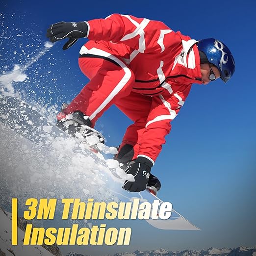 HANDLANDY Waterproof Insulated Work Gloves, 3M Thinsulate Thermal Winter Gloves for Men Women Touch Screen, Warm Ski Snowboard Cold Weather Gloves (Black, Medium)