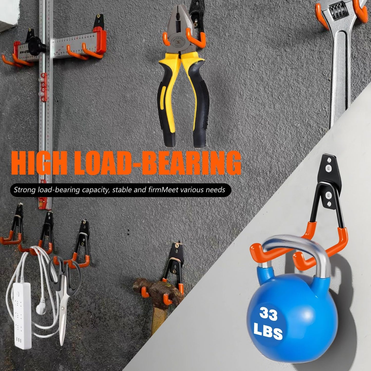 Heavy-Duty Garage Hooks -2 Pack Type small J- Anti-Slip Coated Wall-Mounted Hooks Wall Mount Storage Organizer for Hanging Power and Garden Tools, Ladders, Hose, Bikes, Ropes, Bulk Items, and More