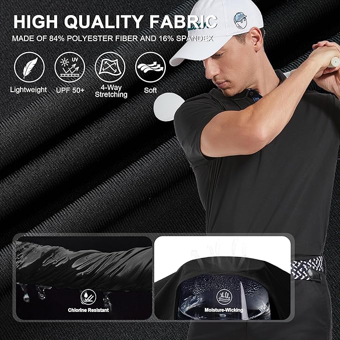 Mens Polo Shirts Short Casual Solid Stylish Dry Fit Performance Designed Collared Golf Polo Shirts for Men