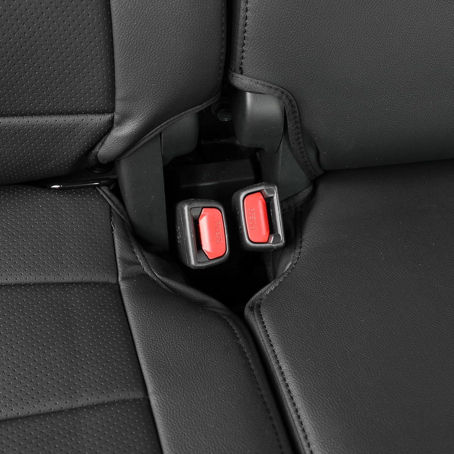 EKR Custom Fit Tacoma Car Seat Covers for Select Toyota Tacoma (Petrol) 2024 2025 Double cab SR,SR5,TRD Sport,TRD Off-Road,Limited -Full Set,Leather(Black)