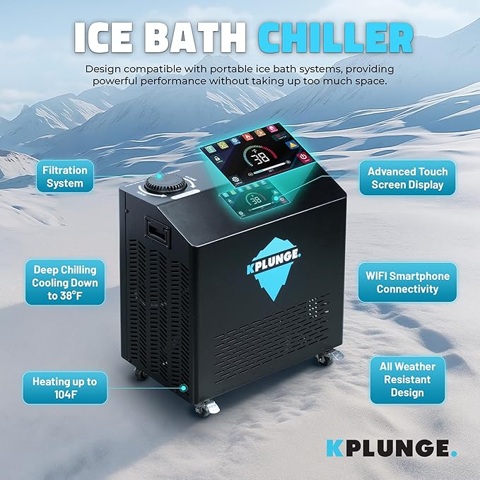 All-In-One Cold Plunge Chiller for Ice Bath | Gale Series 1 HP Water Chiller and Heater with WiFi, App and Touch Control, Ozone, Water Filter, Chiller for Indoor/Outdoor Use - Black