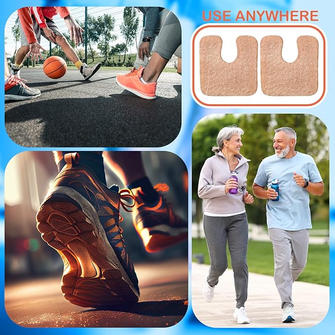 Boao 120 Pcs Callus Pads 1/4" Thick U Shaped Metatarsal Corn Pads Felt Callus Cushions Adhesive Corn Protectors for Men Women Feet Toes Pain Relief Blister Prevention