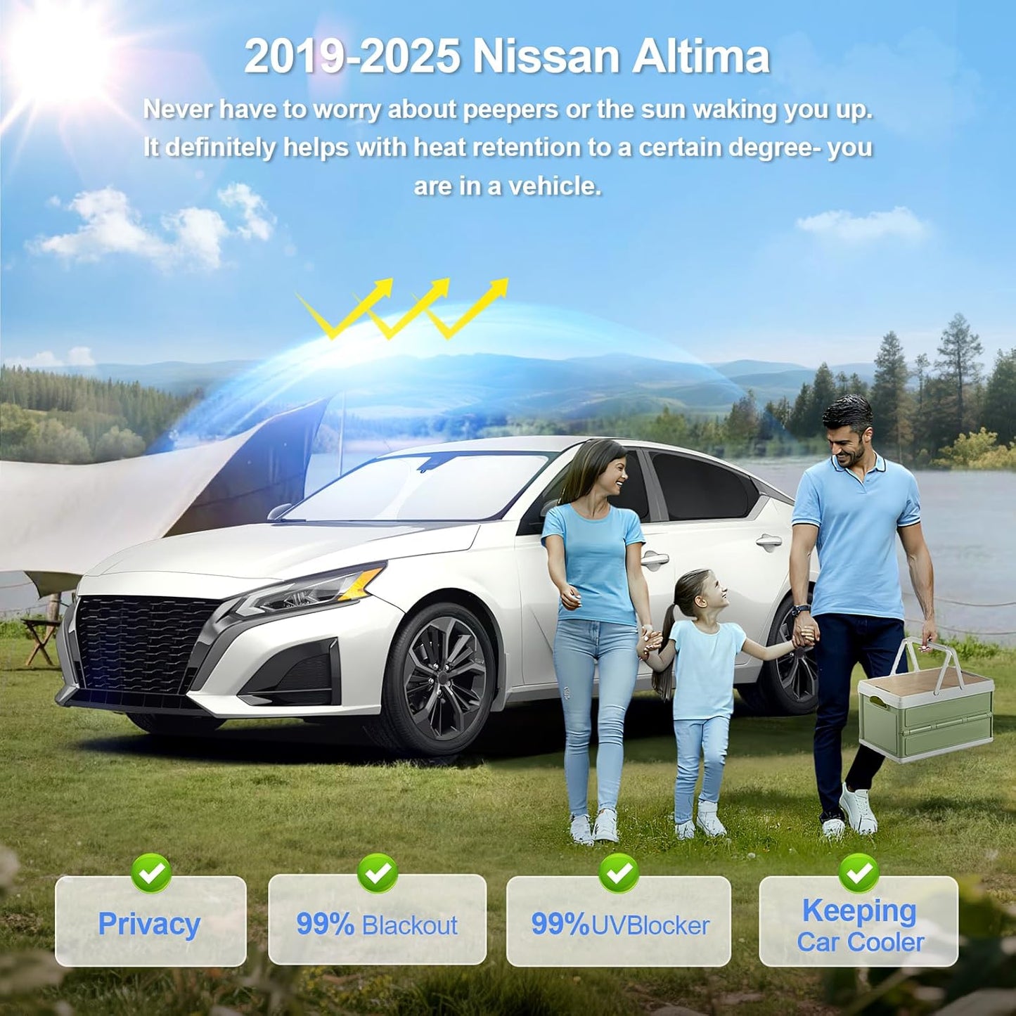 6pcs Car Window Shades for Nissan Altima 2019-2025 Accessories,Windshield Side Rear Full Sunshade,Sun Visor UV Blocking, Privacy Protection and Blackout for Camping Outdoor