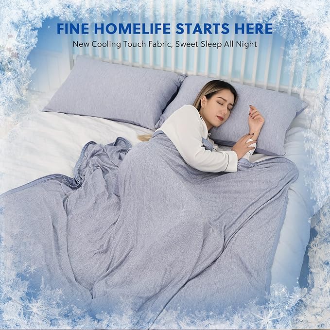 HOMFINE Cooling Blankets for Hot Sleepers - Summer Blanket Thin Lightweight Breathable Soft Double Side Enhanced Cooling for Bed Couch Sofa, Keep Cool for Night Sweats (Blue, 60 x 80 inches)