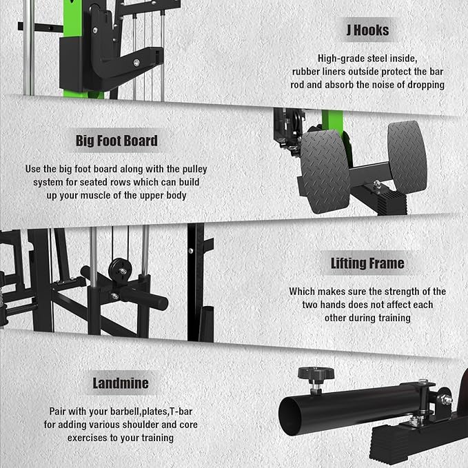 Smith Machine,2200 LBS Squat Rack for Home Gym with Dual Pulley System,Multifunctional Power Rack Cage for Strength Training with More Attachments
