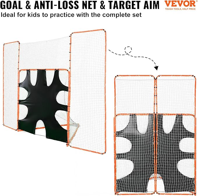 VEVOR Portable Lacrosse Goal - Complete Training Accessory Set with Extended Coverage for Youth and Adults