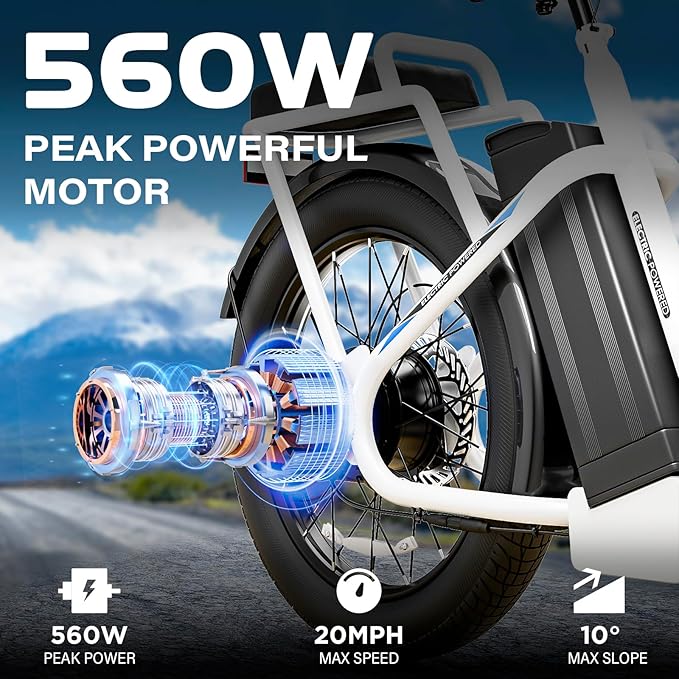 Caroma Electric Scooter with Seat, 48V Removable Battery E-Bike, Up to 30Miles&20MPH, 500/800/1200W Motor, 20" Fat Tire Adult Electric Bicycles for Commuting with Basket