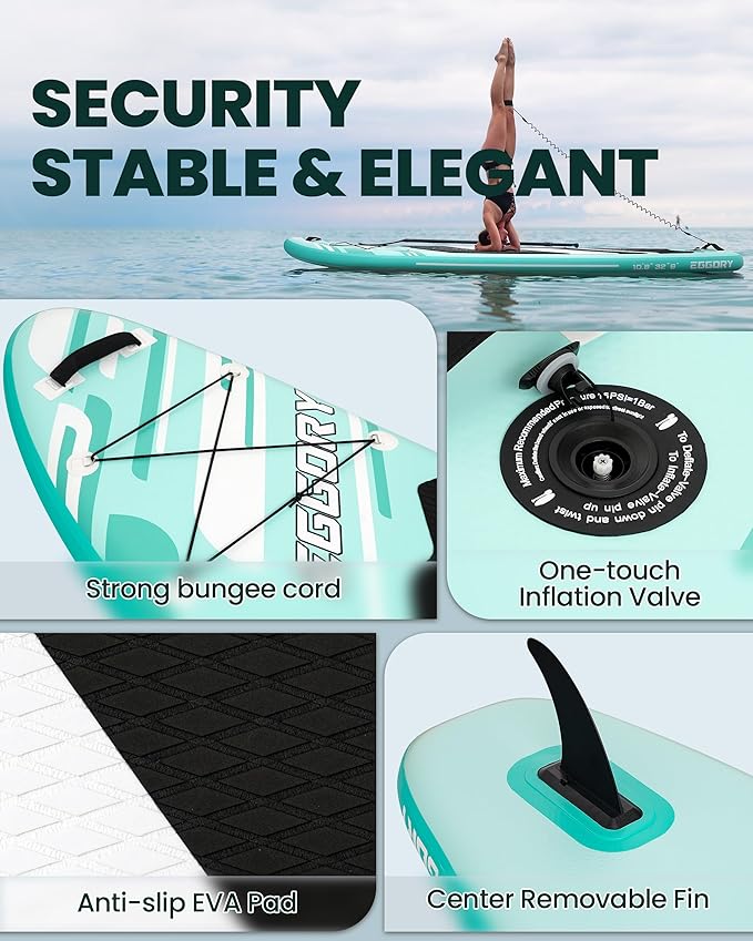 Inflatable Paddle Board,Stand Up Paddle Board Set, Extra Wide SUP Board with Removable Fin, Floating Paddle, Hand Pump, Waterproof Phone Pouch,Traveling Board