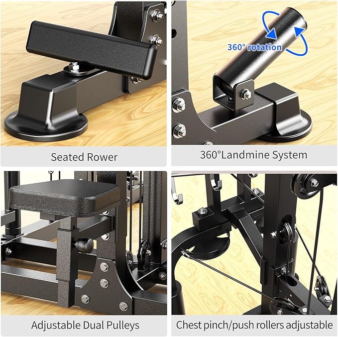 Smith Machine with Cable Crossover System, Multi-Function Power Cage Squat Rack for Home Gym, Power Rack and Packages Weight Sets.