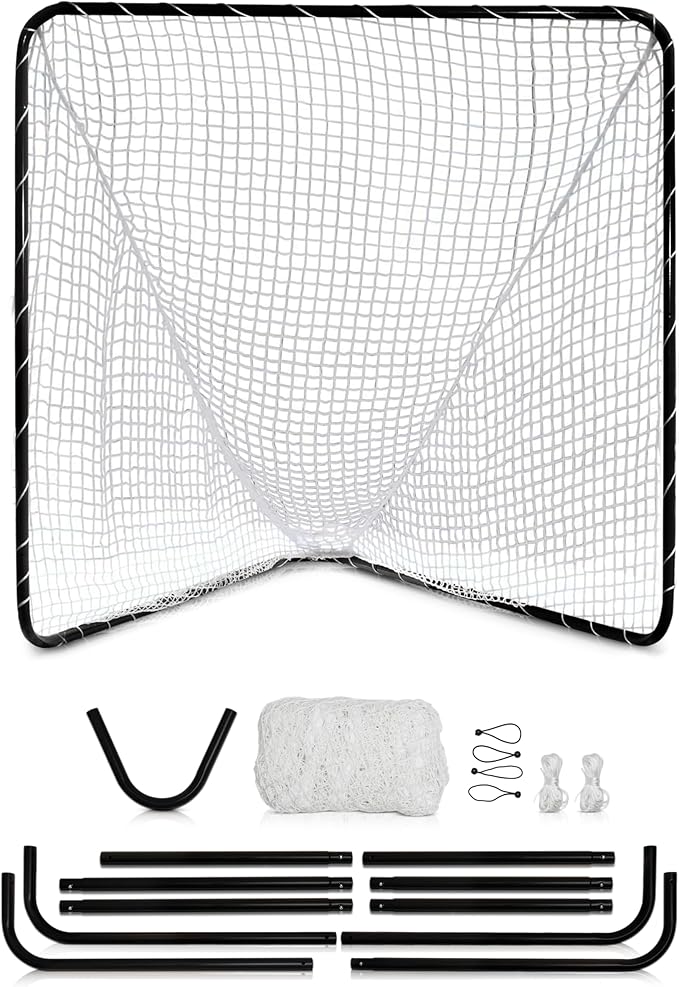Velocity - Lacrosse Goal - Portable Steel Frame with Black Net, Perfect for Youth and Adult Training, Backyard Design
