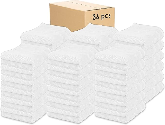 Kaufman - Premium Hand Towels Set for Bathroom, Spa, Gym, and Face Towel 100% Cotton Ring Spun, Ultra Soft Feel and Highly Absorbent Towels (White, 36-PK)