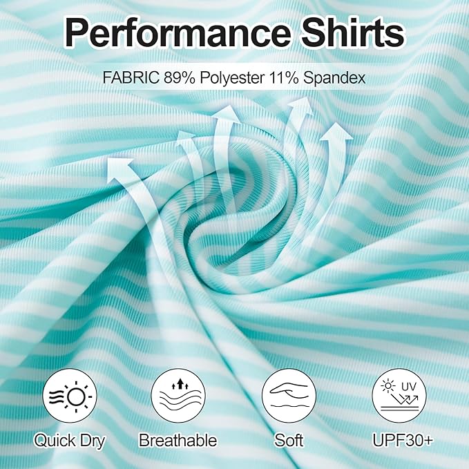 Golf Shirts for Men - Moisture Wicking Short Sleeve Performance Sport Casual Striped Collared Mens Polo Shirt