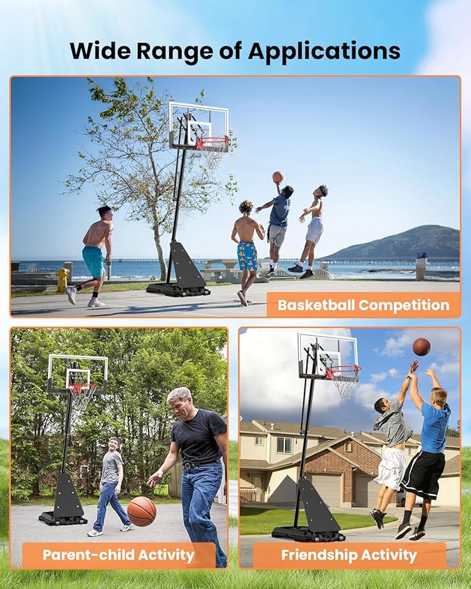IGL In ground Basketball Hoops Outdoor, 10ft Height Adjustable Basketball Goal In ground with Shatterproof Backboard and Pro-Style Rim