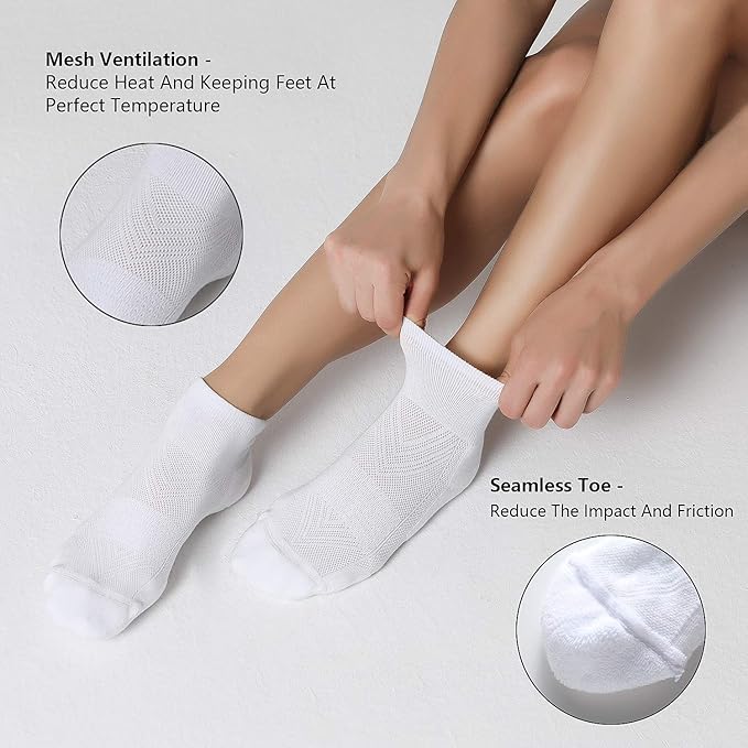 CelerSport 6 Pack Men's Ankle Socks with Cushion, Sport Athletic Running Socks