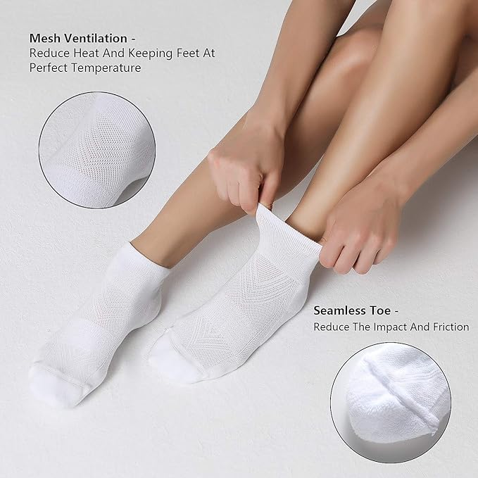 CelerSport 6 Pack Men's Ankle Socks with Cushion, Sport Athletic Running Socks