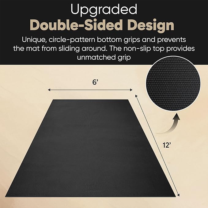 Gorilla Mats Premium Extra Large Yoga Mat – 9' x 6' x 8mm Extra Thick & Ultra Comfortable, Non-Slip Barefoot Exercise Mat – Works Great on Any Floor for Stretching, Cardio or Home Workouts